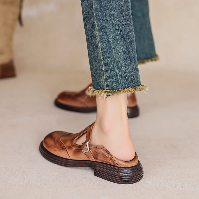 Vera Black Leather Loafers – styled view