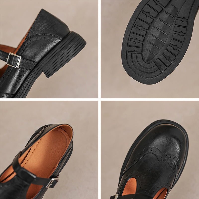 Vera Black Leather Loafers – front view