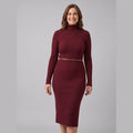 Verity | Ribbed Stretch-Knit Turtleneck Midi Dress by Vera Noir – front view