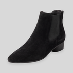 Verona Pointed-Toe Suede-Touch Boots in black – side view