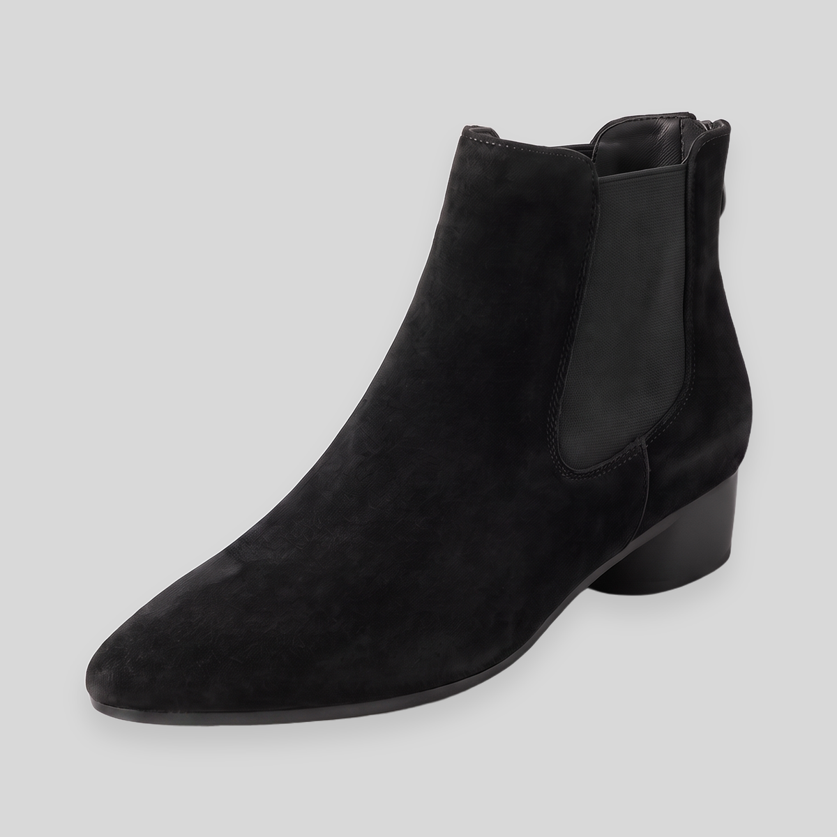 Verona Pointed-Toe Suede-Touch Boots in black – side view