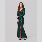 Vesper | Sequin Gown with Thigh-High Slit by Vera Noir – in dark green
