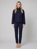 Virellea | Soft Wool-Blend Boxy Jacket – front view, navy