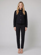 Virellea | Soft Wool-Blend Boxy Jacket – front view, black
