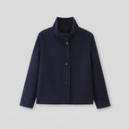 Virellea | Soft Wool-Blend Boxy Jacket – flat lay, navy