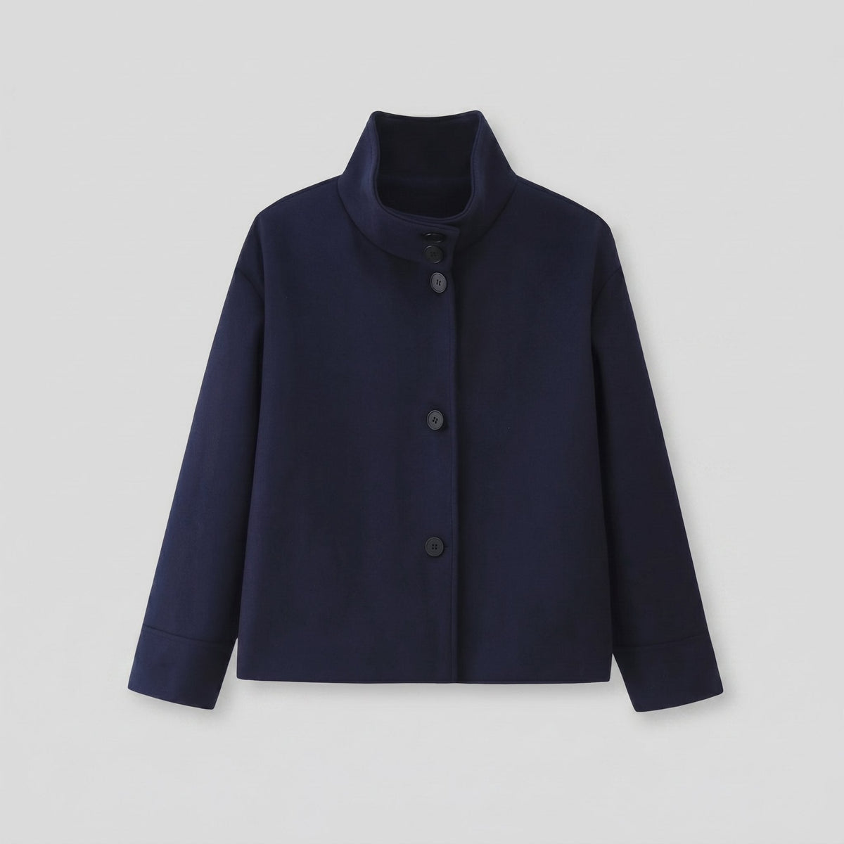 Virellea | Soft Wool-Blend Boxy Jacket – flat lay, navy