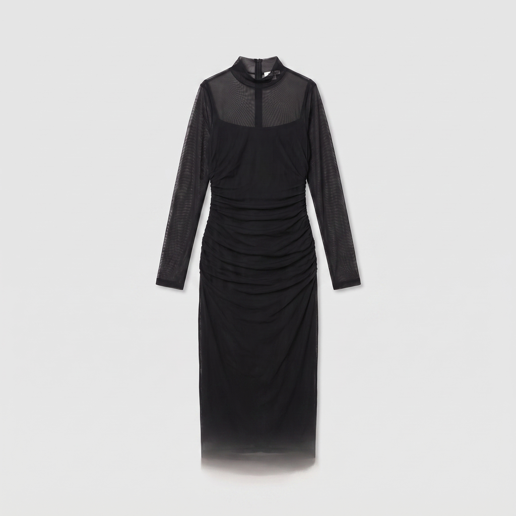 Vitré | Sheer Mesh Bodycon Midi Dress by Vera Noir – detail view