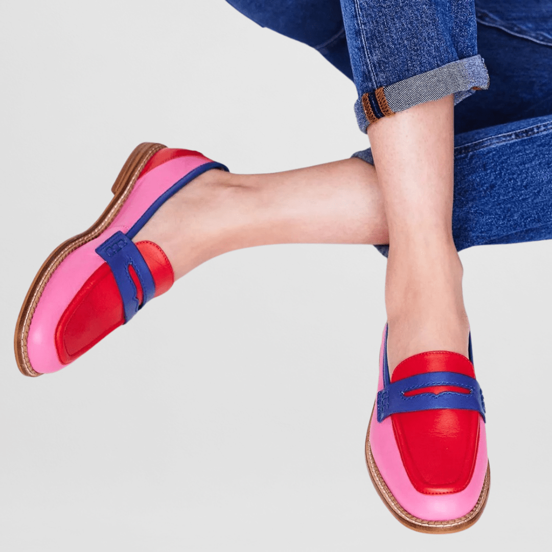 Viva Colour-Block Slip-On Penny Loafers – styled view