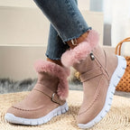 Viveka | Plush-Trimmed Winter Boots – styled view, pink