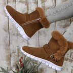 Viveka | Plush-Trimmed Winter Boots – styled view, brown