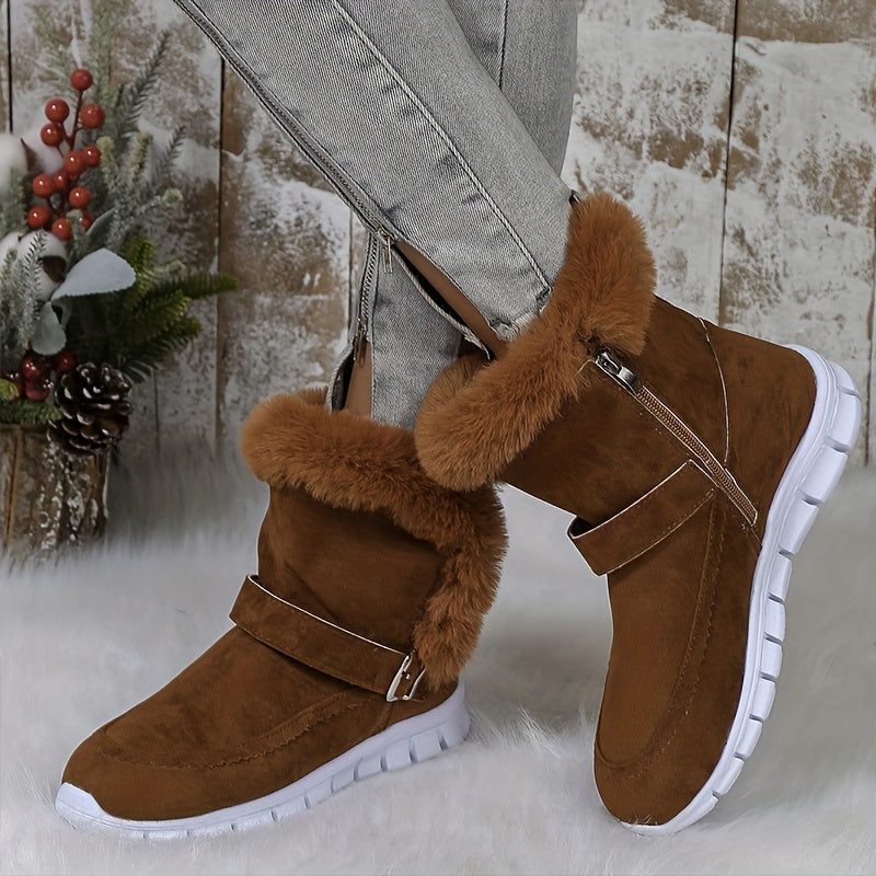 Viveka | Plush-Trimmed Winter Boots – close-up, brown