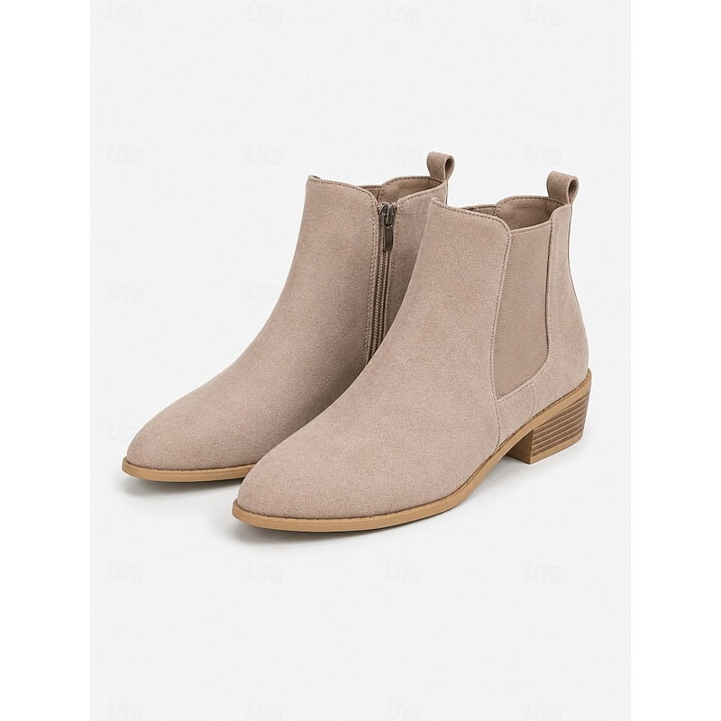 Vivica | Pointed-Toe Block Heel Ankle Boots – front view