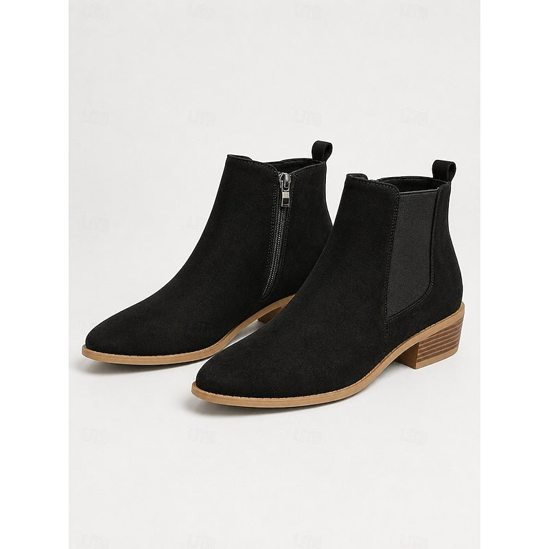 Vivica | Pointed-Toe Block Heel Ankle Boots – front view