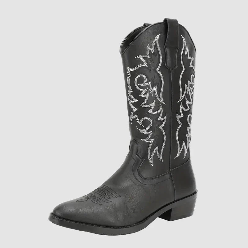 William Western Leather Cowboy Boots – front view