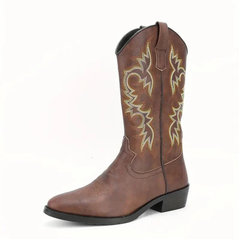 William Western Leather Cowboy Boots – back view