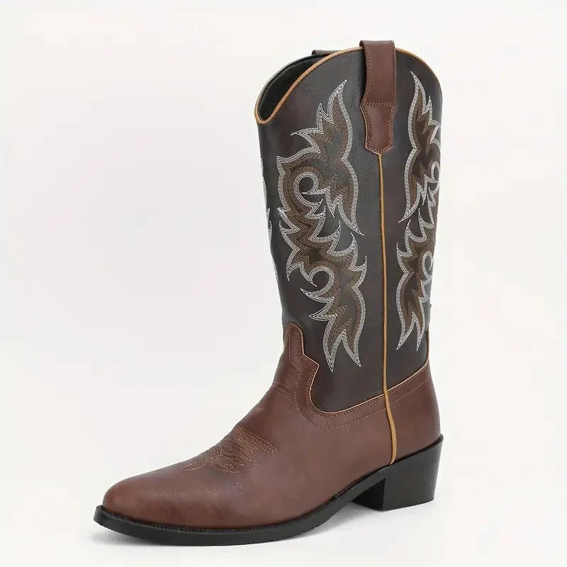 William Western Leather Cowboy Boots – detail view