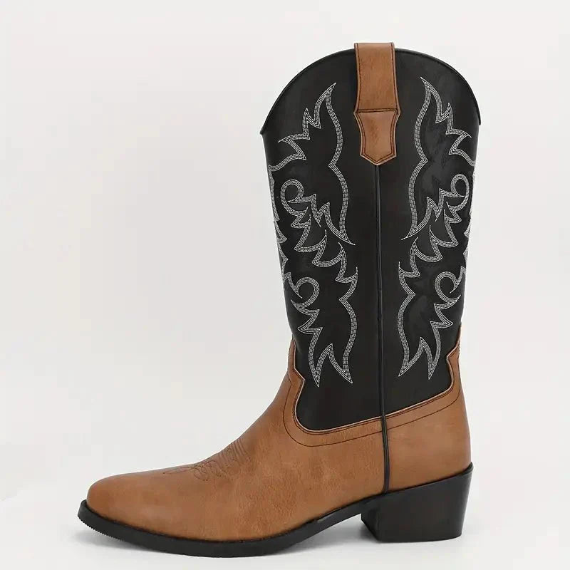 William Western Leather Cowboy Boots – styled view