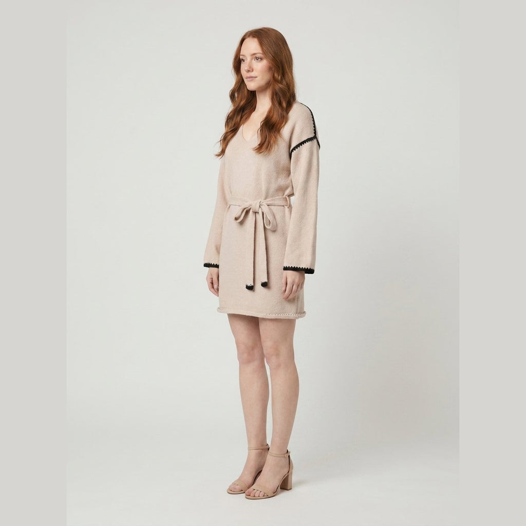 Wilma | Soft Knit V-Neck Pull-On Dress by Vera Noir – side view