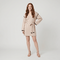 Wilma | Soft Knit V-Neck Pull-On Dress by Vera Noir – in beige