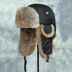 Wilma winter hat with ear flaps, detail of stitching