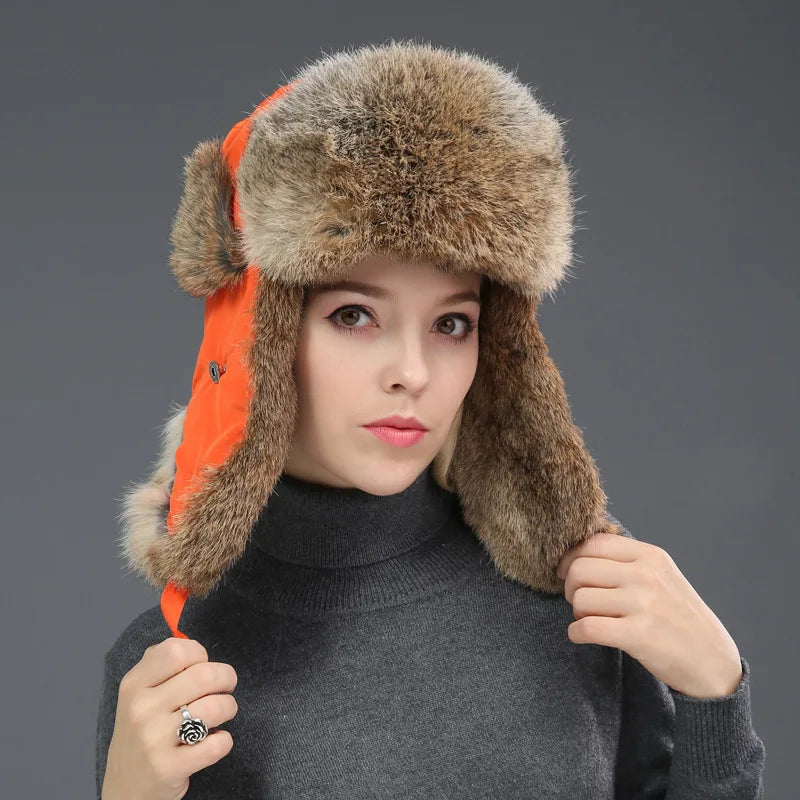 Wilma winter hat with ear flaps, back view