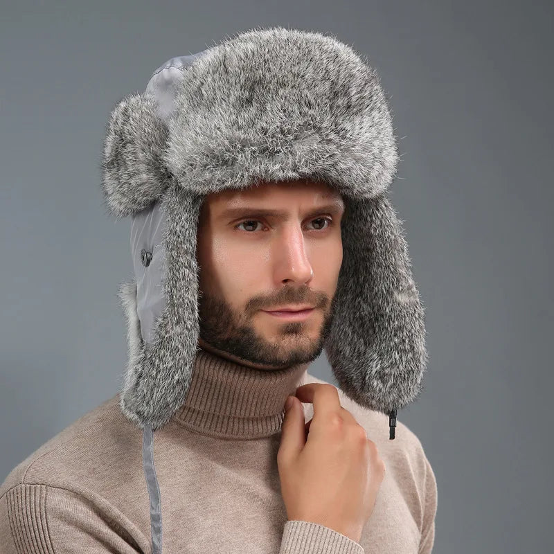 Wilma winter hat with ear flaps, close-up of ear flap detail