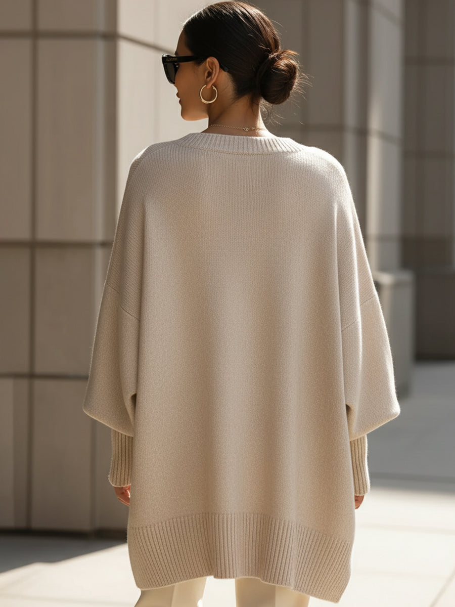 Wynn Poncho Sweater by Vera Noir, worn full-length view