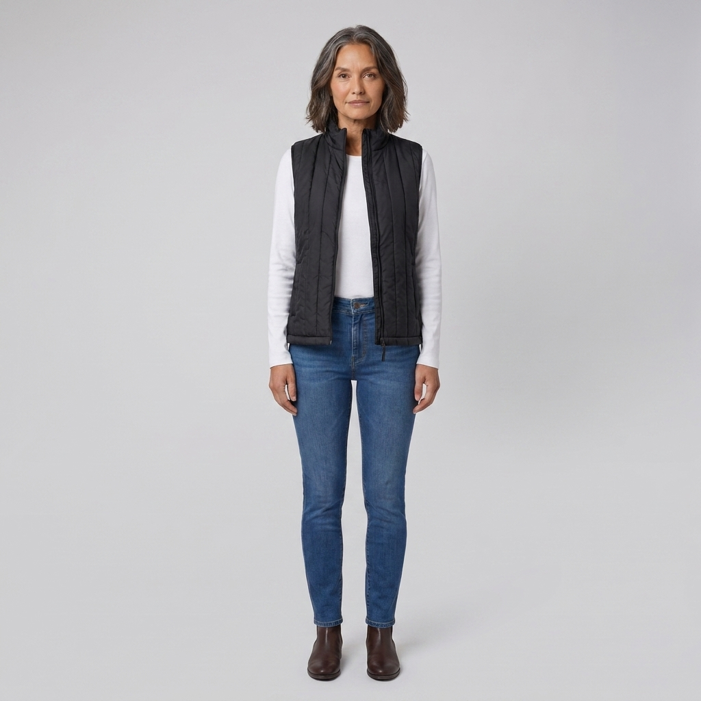 Wynna | USB Heated Quilted Vest – front view in black