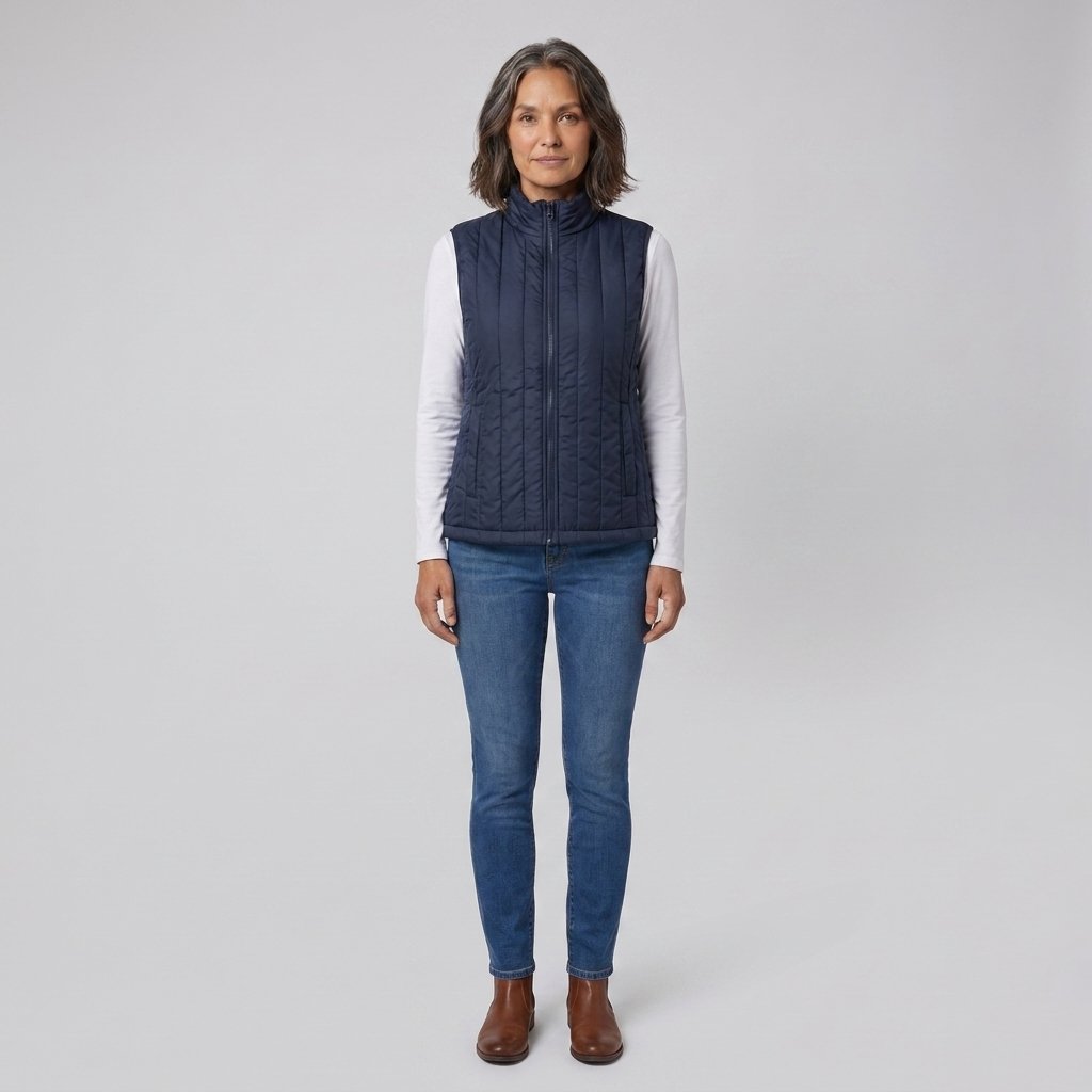 Wynna | USB Heated Quilted Vest – front view in blue