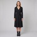 Wynne | Belted Ribbed Knit Midi Dress by Vera Noir – front view
