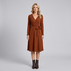 Wynne | Belted Ribbed Knit Midi Dress by Vera Noir – in khaki