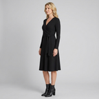 Wynne | Belted Ribbed Knit Midi Dress by Vera Noir – back view
