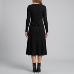 Wynne | Belted Ribbed Knit Midi Dress by Vera Noir – detail view