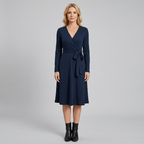 Wynne | Belted Ribbed Knit Midi Dress by Vera Noir – in caramel