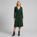 Wynne | Belted Ribbed Knit Midi Dress by Vera Noir – in claret