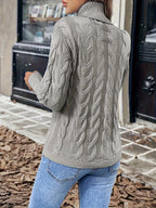 Xanthe | Cable-Knit Turtleneck Sweater – Grey back view