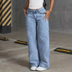 Yasmina high-waisted wide-leg jeans, embroidered pocket detail