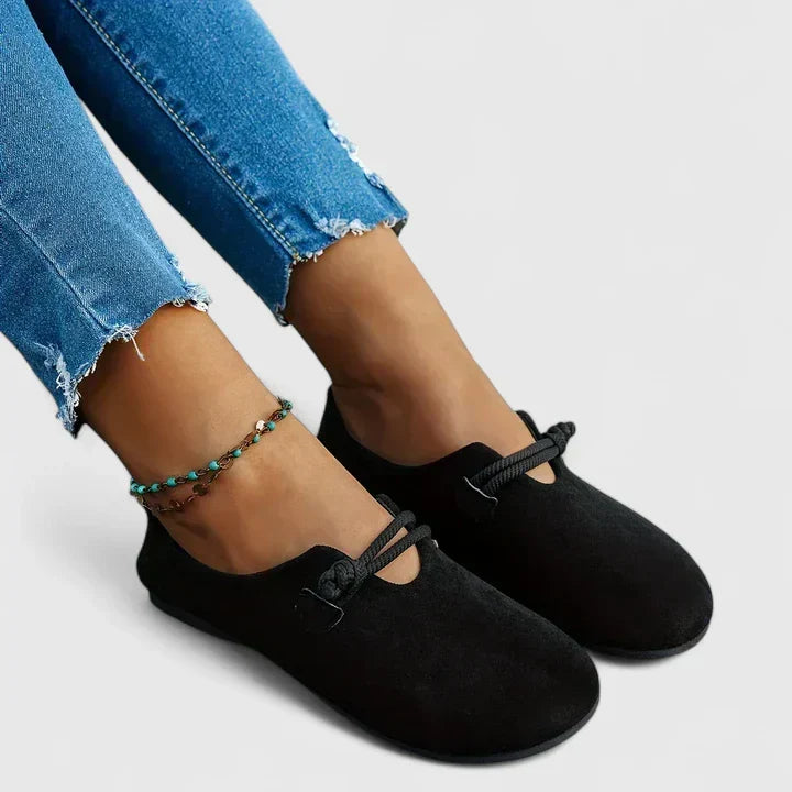 Ysavriann Orthopedic Suede-Look Strap Flats – side view