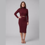 Ysolde | Stretch Ribbed Turtleneck Dress – styled view