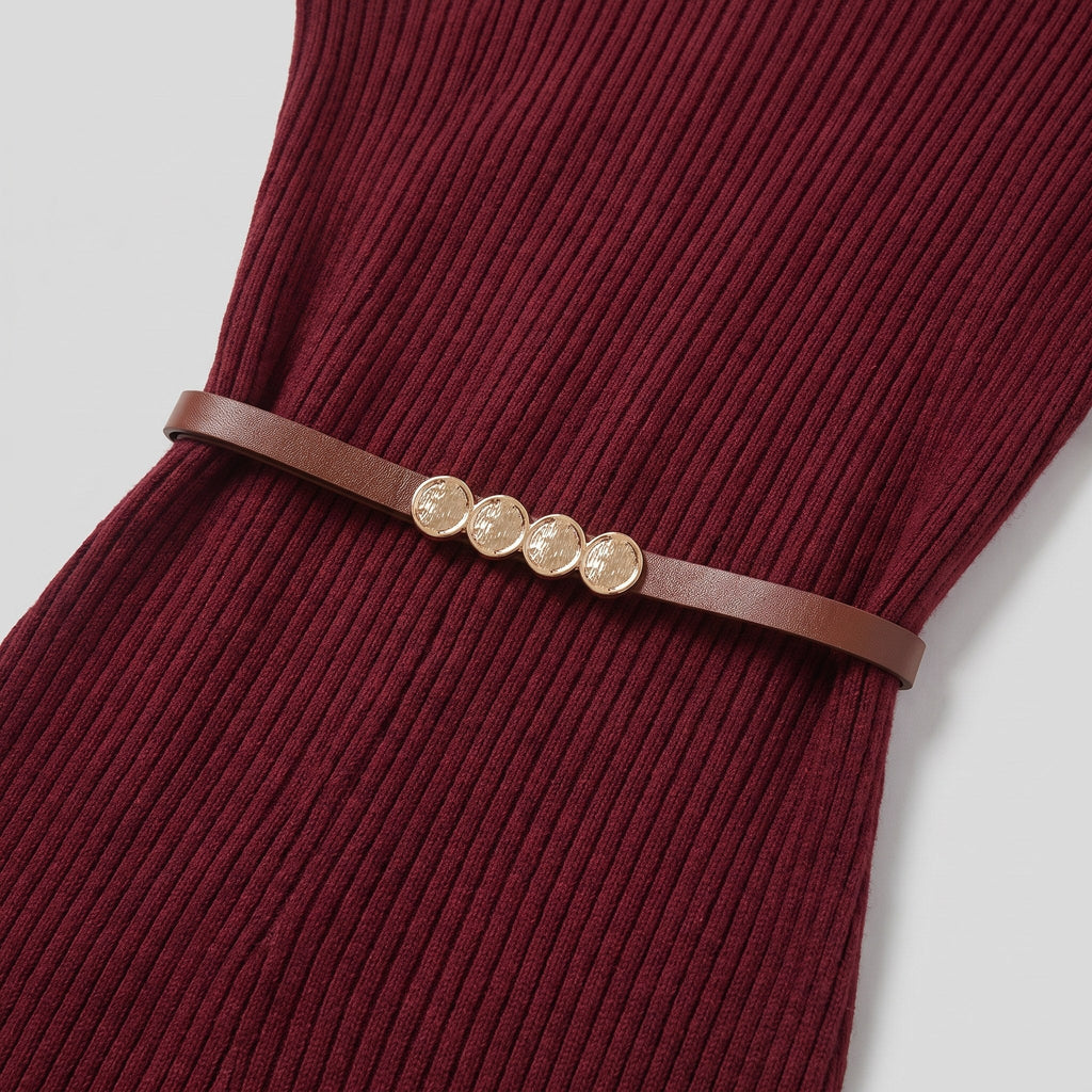 Ysolde | Stretch Ribbed Turtleneck Dress – close-up