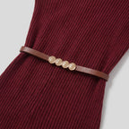 Ysolde | Stretch Ribbed Turtleneck Dress – close-up
