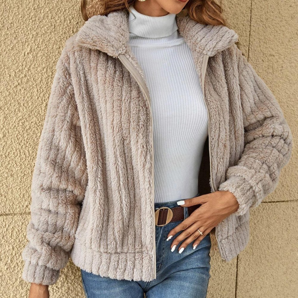Zoe Casual Plush Cardigan by Vera Noir – front view