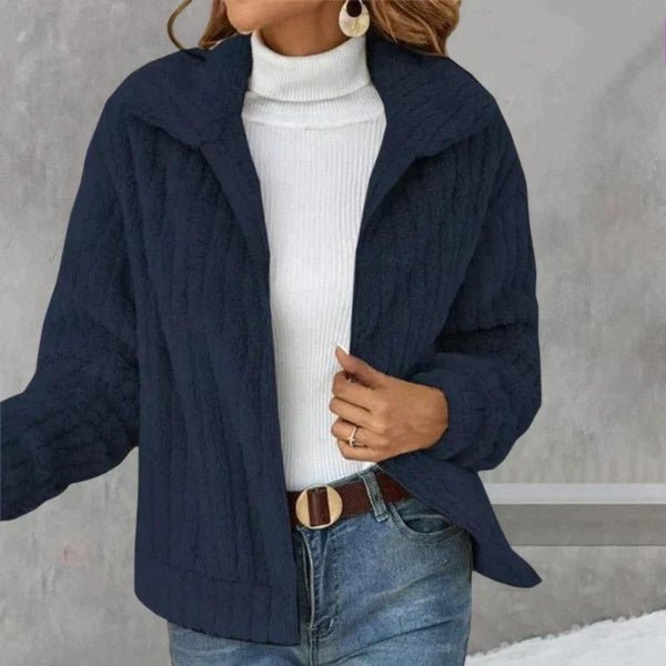 Zoe Casual Plush Cardigan by Vera Noir – open-front detail