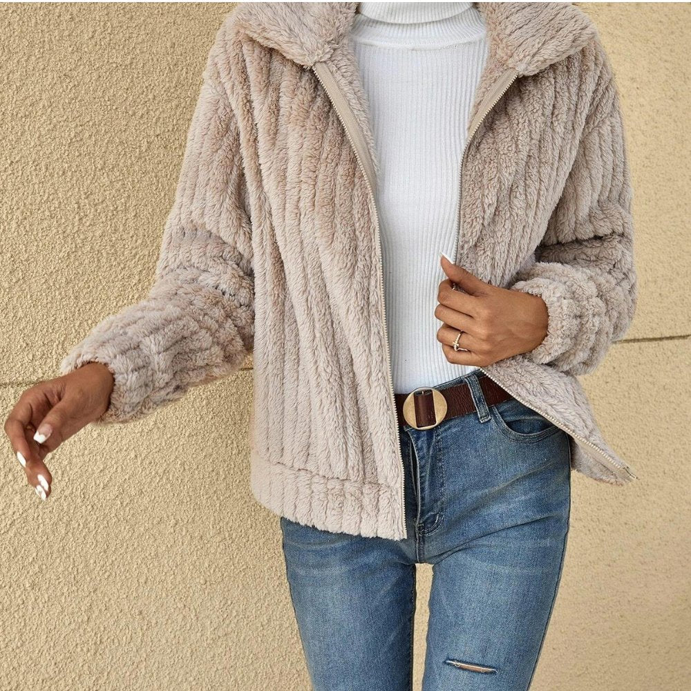 Zoe Casual Plush Cardigan by Vera Noir – side view