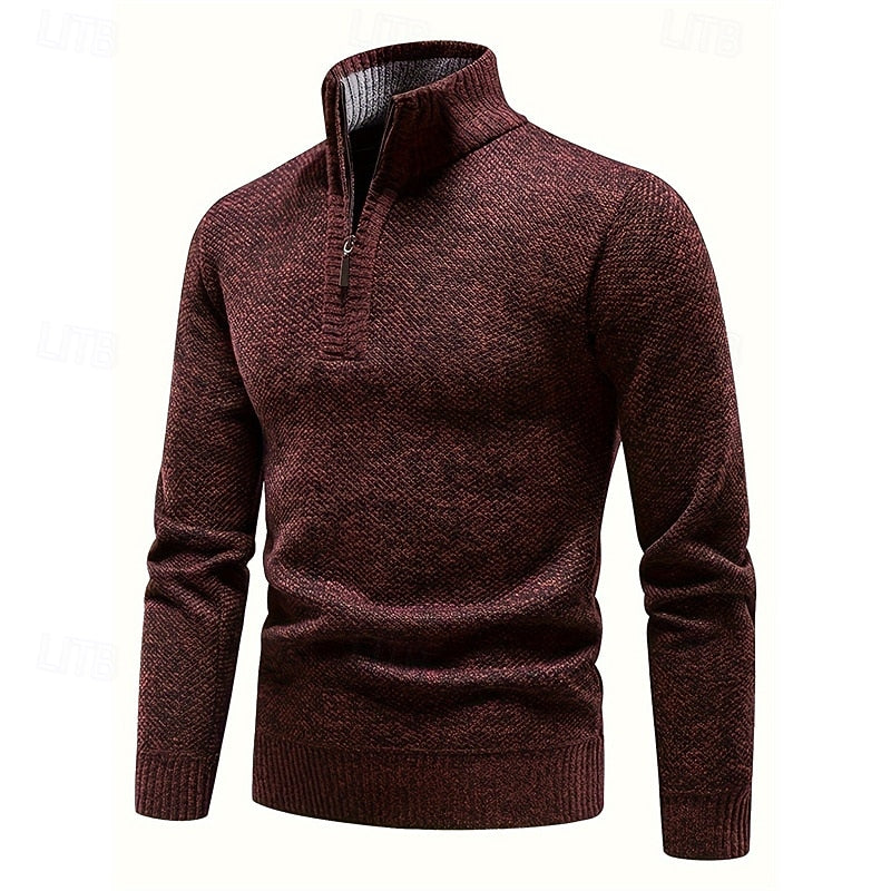 Donovan Quarter-Zip Stand-Collar Sweater - worn