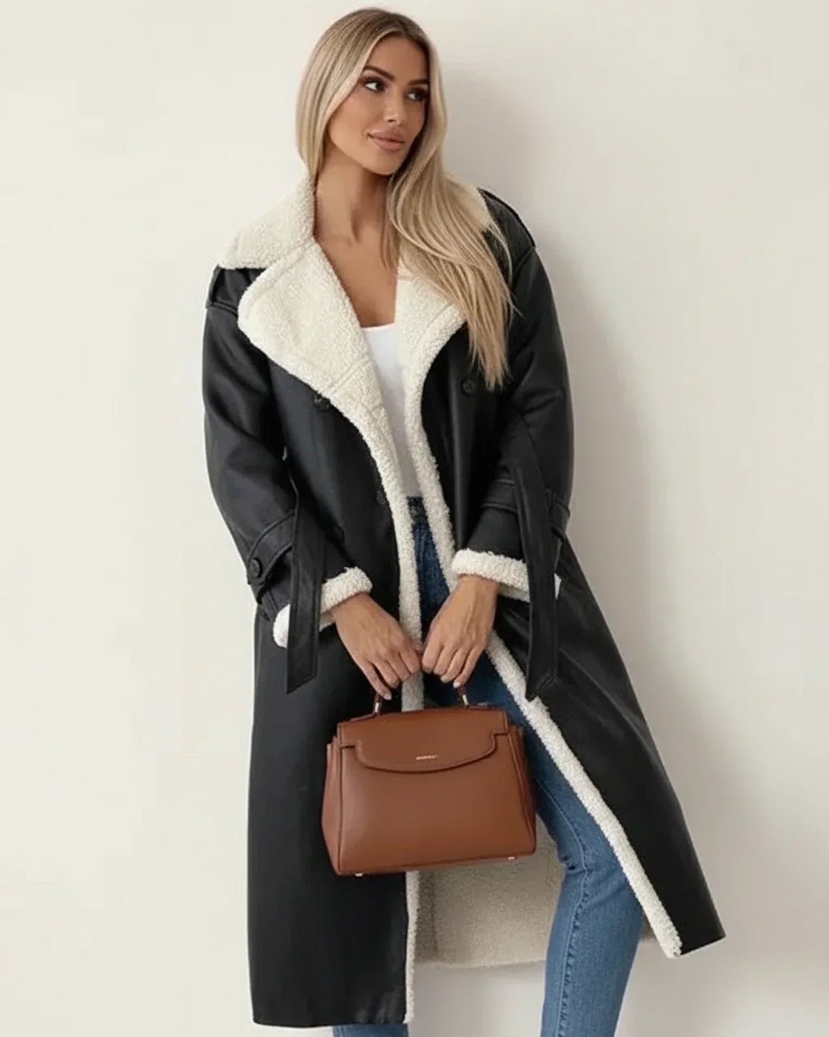 Women's Longline Winter Coat, Faux-Shearling Lined, Smooth Cut