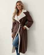 Women's Longline Winter Coat, Faux-Shearling Lined, Smooth Cut