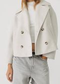 Nel cropped double-breasted coat, cream