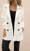 Double-Breasted Coat - Women's Mid-Length Wool Coat