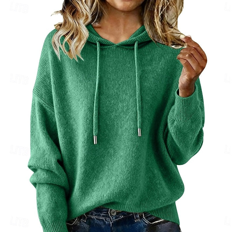 Delphine Hooded Knit Sweater – front view